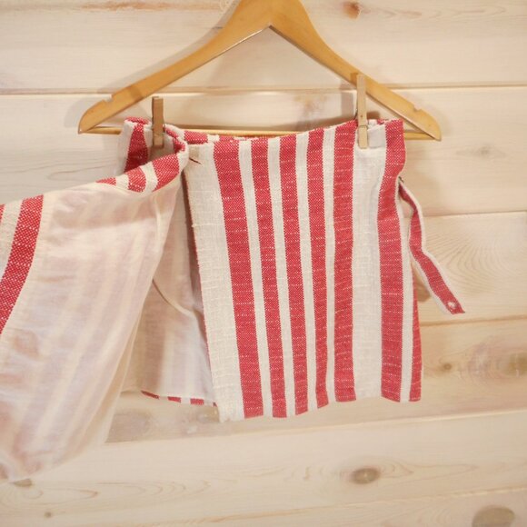 Free People Its A Wrap Skirt S Coastal Striped Lined Beachy Red Cream Peppermint - Picture 2 of 10